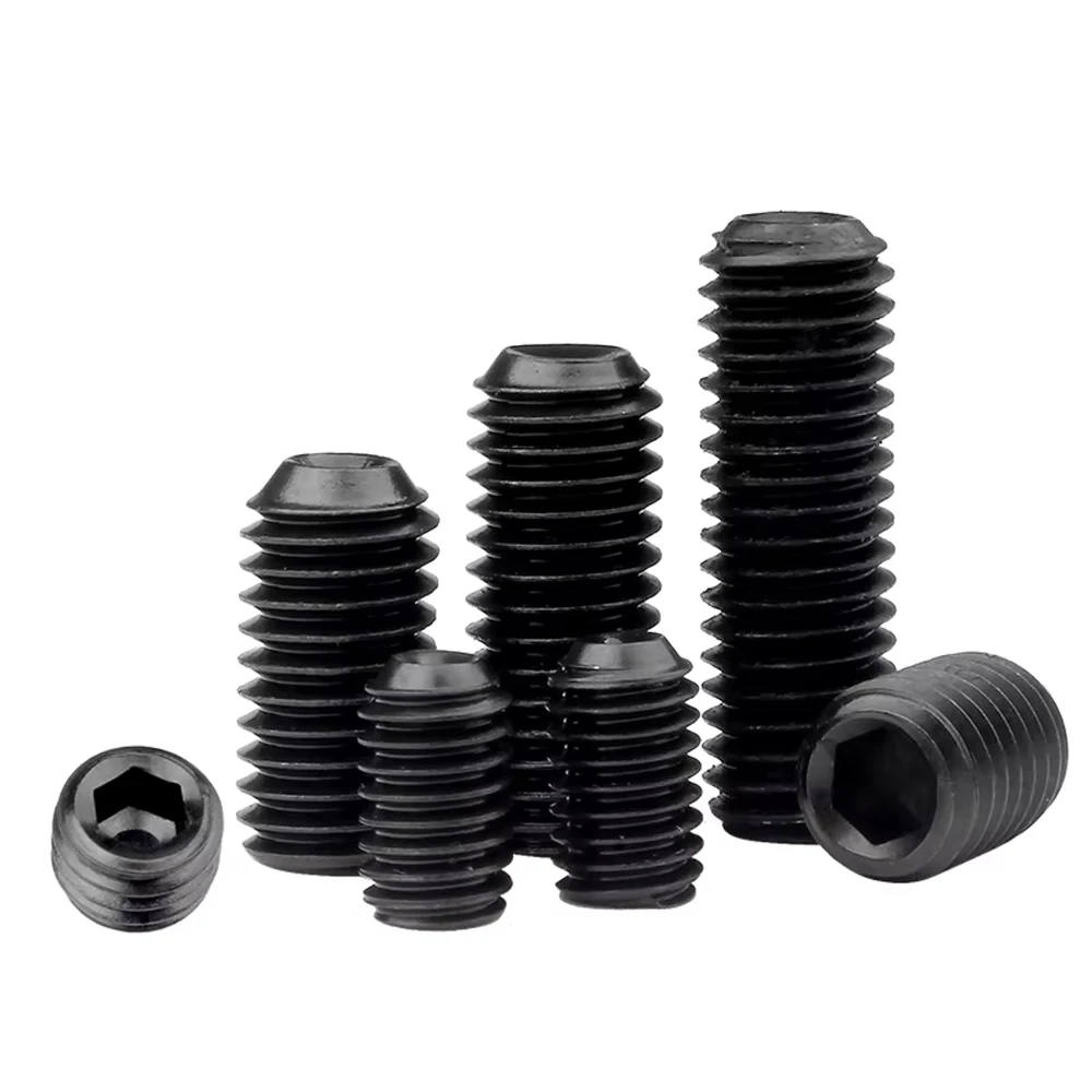 Yiqianyuan 1/4'' 5/16'' 3/8'' UNC UNF DIN916 등급 12.9 합금강 육각 소켓 고정 나사 (컵 포인트 헤드리스 그럽 볼트 포함)