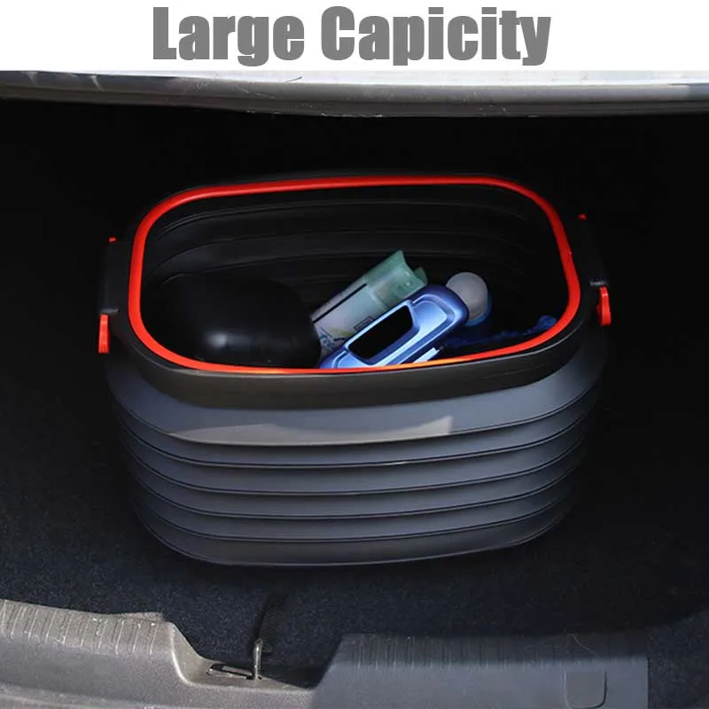 Folding Bucket 4L/18L/37L Folding Bucket Portable Car Trash Fishing Bucket Plastic Outdoor Camping Garbage Collapsible Storage Box Container