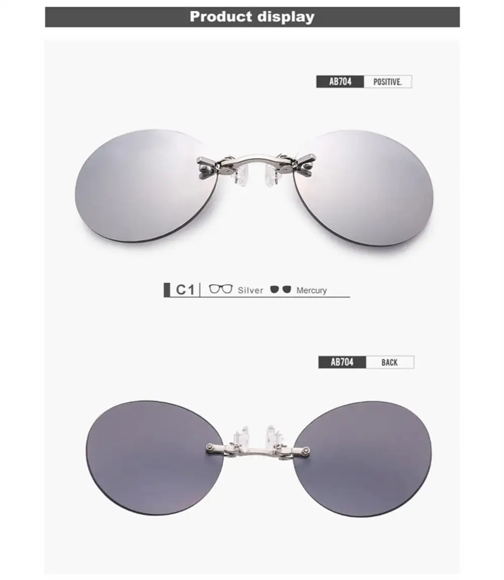 Clip On Nose Glasses Round Rimless Matrix Morpheus Sun Travel Shades Goggles Mini Frameless Vintage Men UV400_voghion.com