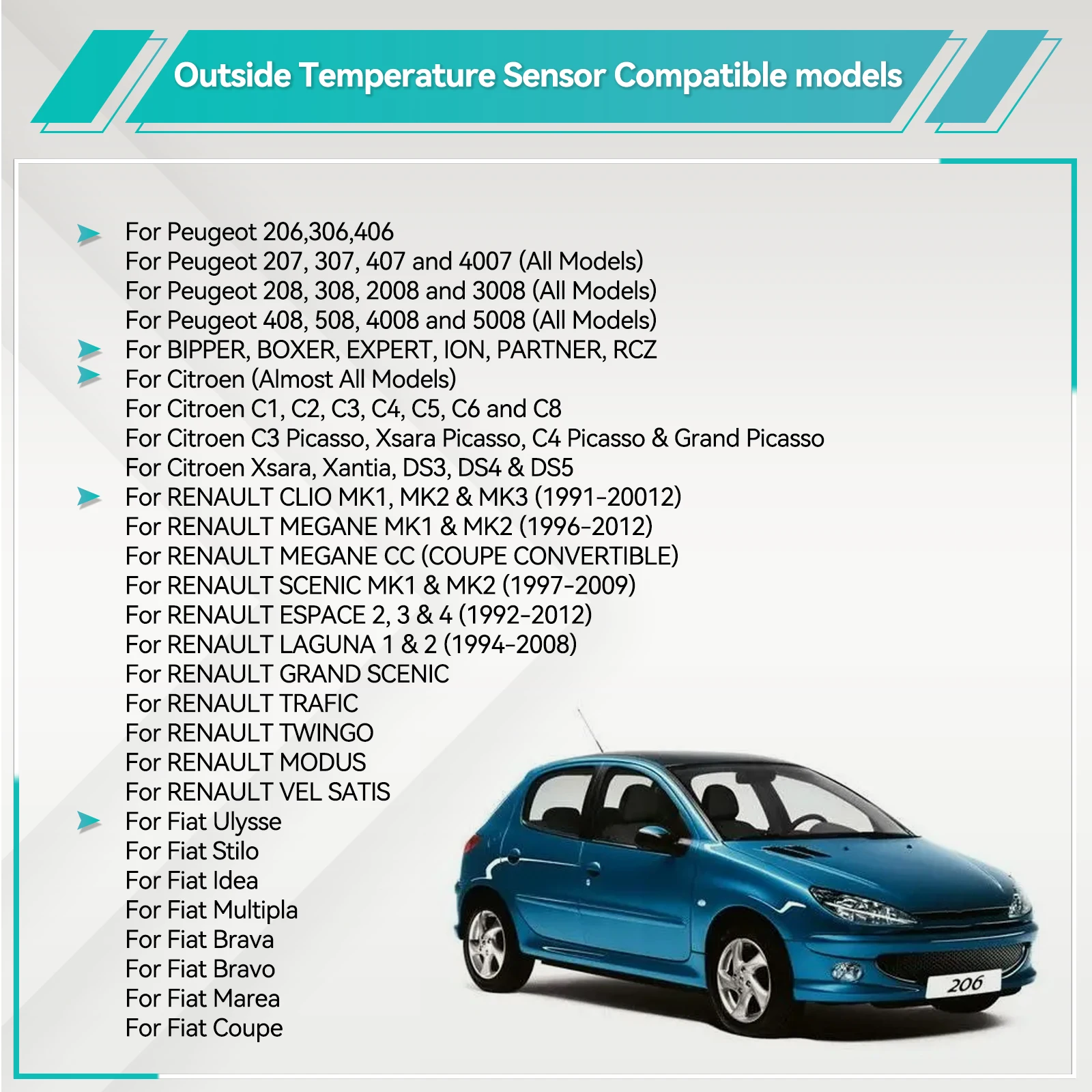 Фото Наружный датчик температуры Ambinet 6445.F9 подходит для Citroen C3 C4 Peugeot 307 308 406 407 607 2008 Renault Fiat 6445F9 №4