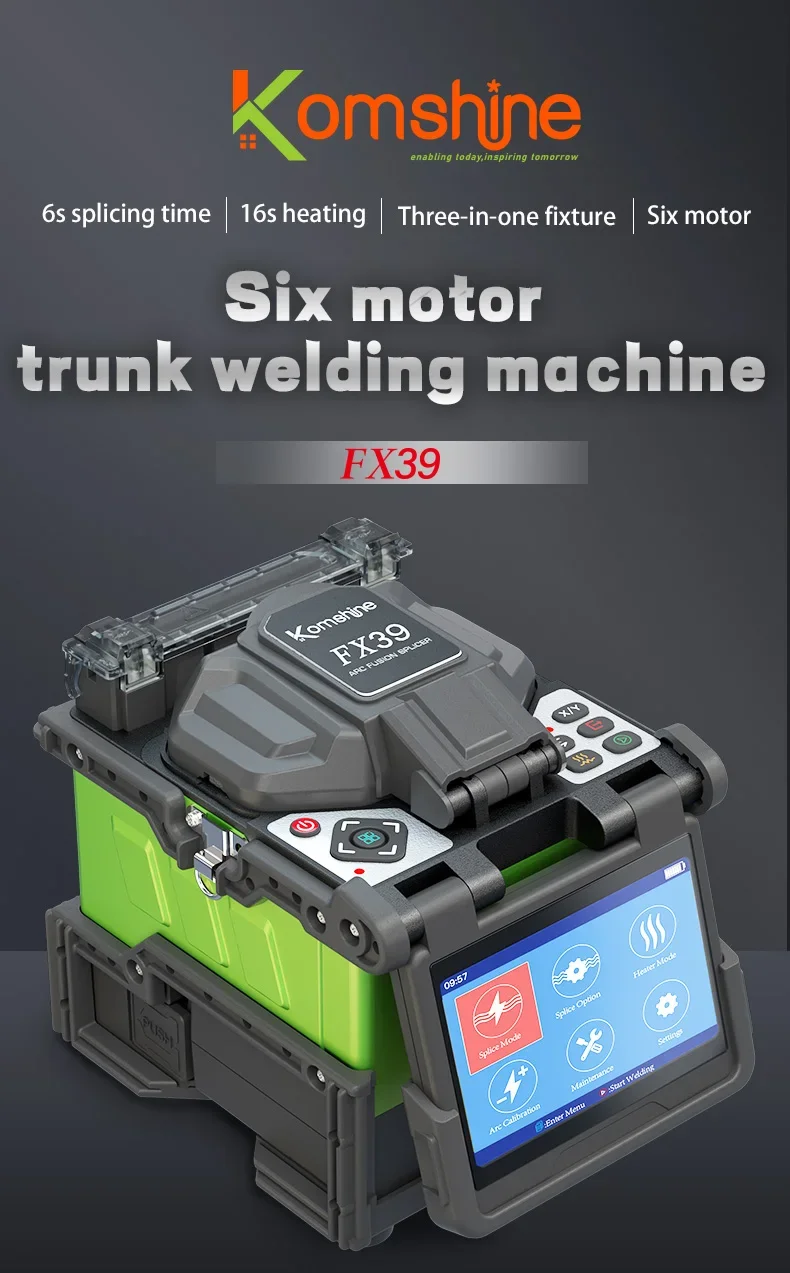 

Komshine FX39 Optic Fusion Splicer FTTH 6 Motors Core Alignment fiber optic Welding Machine Multi Language Free Shipping