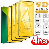 4Pcs 9D Full Cover Tempered Glass for Redmi Note 14 13 Pro Plus 12 11 Pro 14S 12S Screen Protector for Redmi 14R 13C 12C 10A 9A