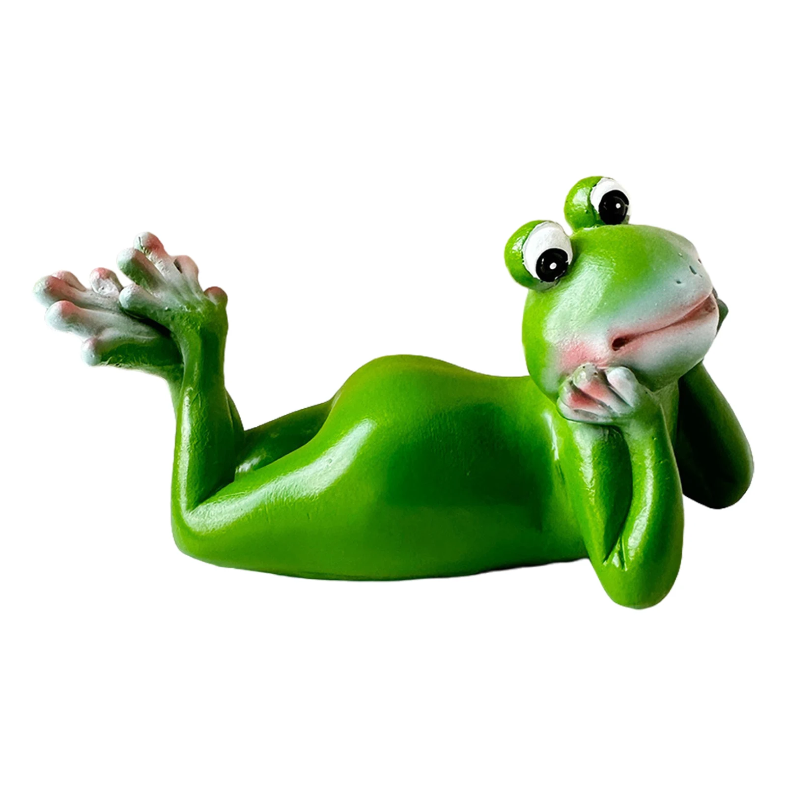 Green resin frog ornament – cupping-face pose