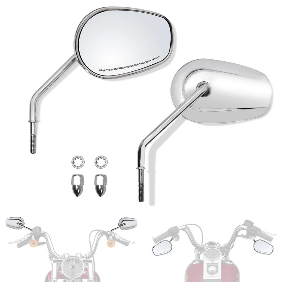 Set specchietti NERI x HARLEY Sportster Iron Dyna Softail Electra Bobber Cafèrac
