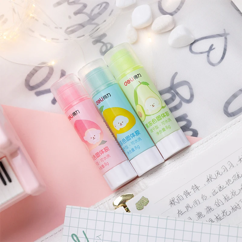 3pcs Deli Jelly Solid Glue Stick Formaldehyde-Free Learning Office Supplies School Students Handmade Diy Solid Strong Glue 3