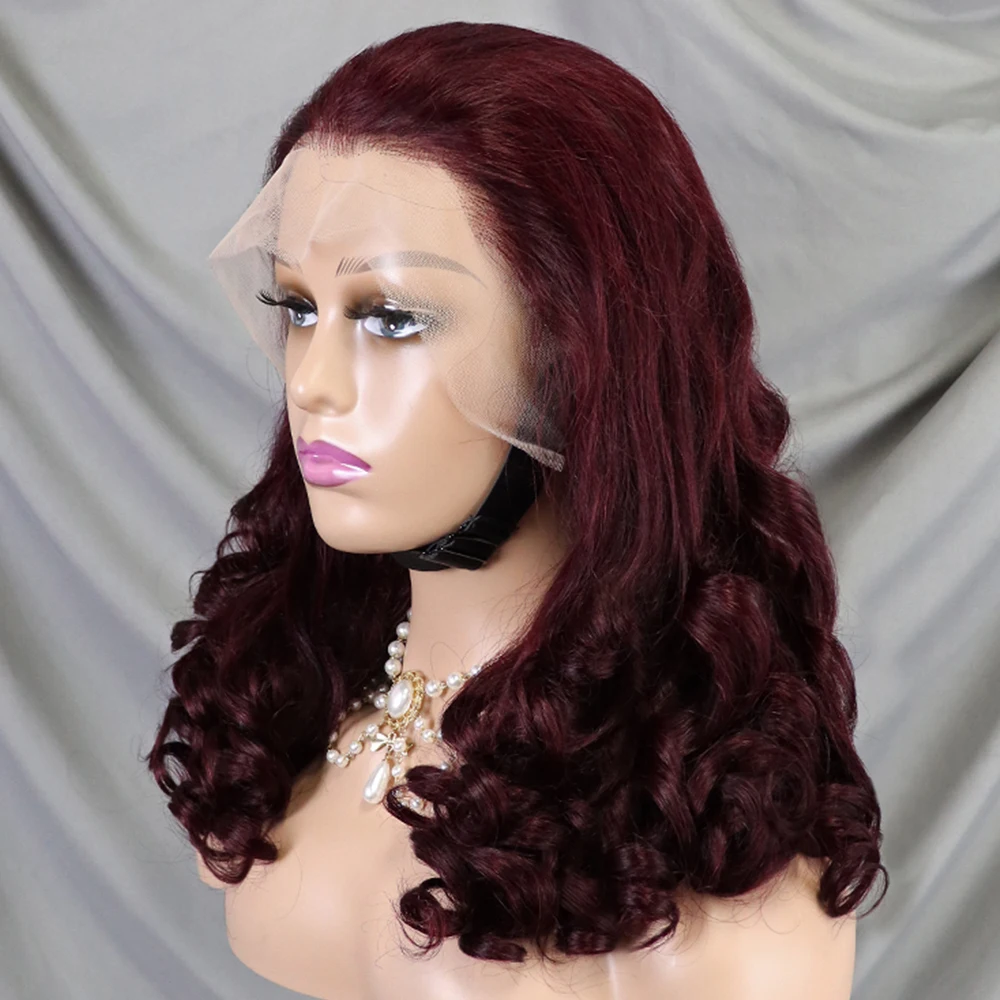 300 Density Loose Wave Fumi Bouncy Curly Human Hair Wigs  100% Human Hair Double Drawn Hair Wigs 13x4 HD Lace Frontal Wigs