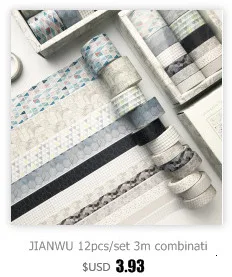 JIANWU 7pcs or 10pcs/set Cute Basic color Washi Tape Scrapbook DIY  Masking Tape School Stationery Store Journal supplies
