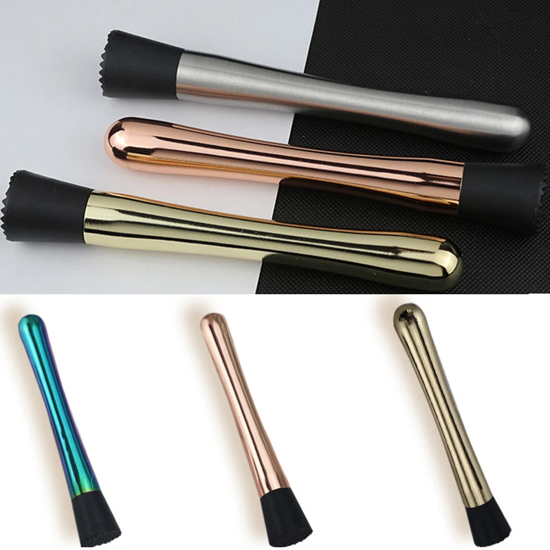 Muddler Fruit Bar Tools Win Sticks Spoon Srtainer Stainless Steel Ice Cocktail Stick Bar Accessories Rose Gold Black Sliver cocktail muddler