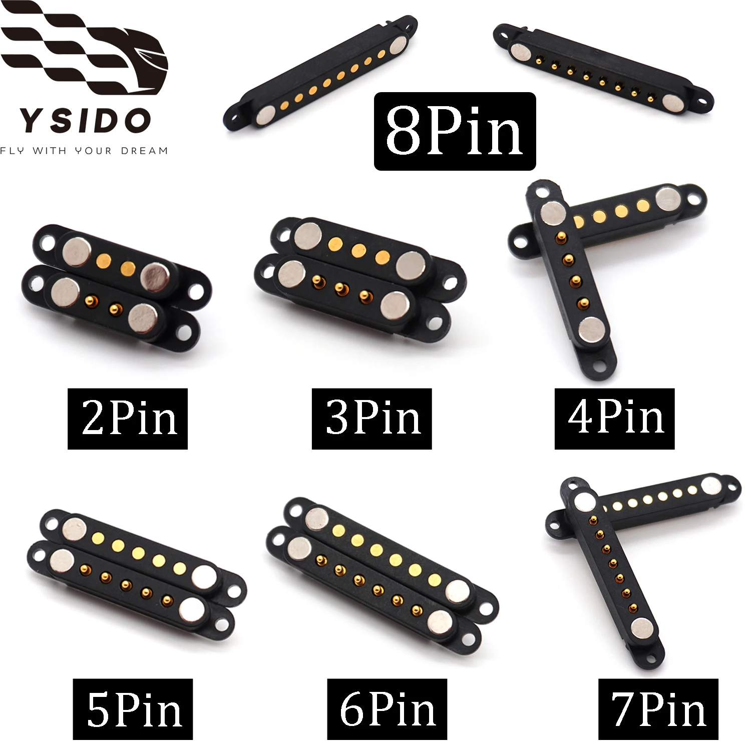 YSIDO 1/3/5쌍 DC 마그네틱 남성 여성 커넥터 2 3 4 5 6 7 8핀 이어스..