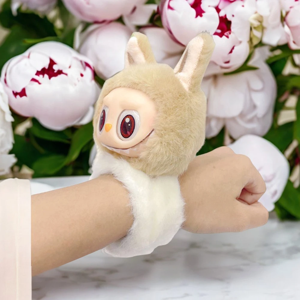 Labubu Plush Doll Slap Bracelet Super Soft Adorable Stuffed Animal Plush Bracelet Present for Children Great Present Idea 5