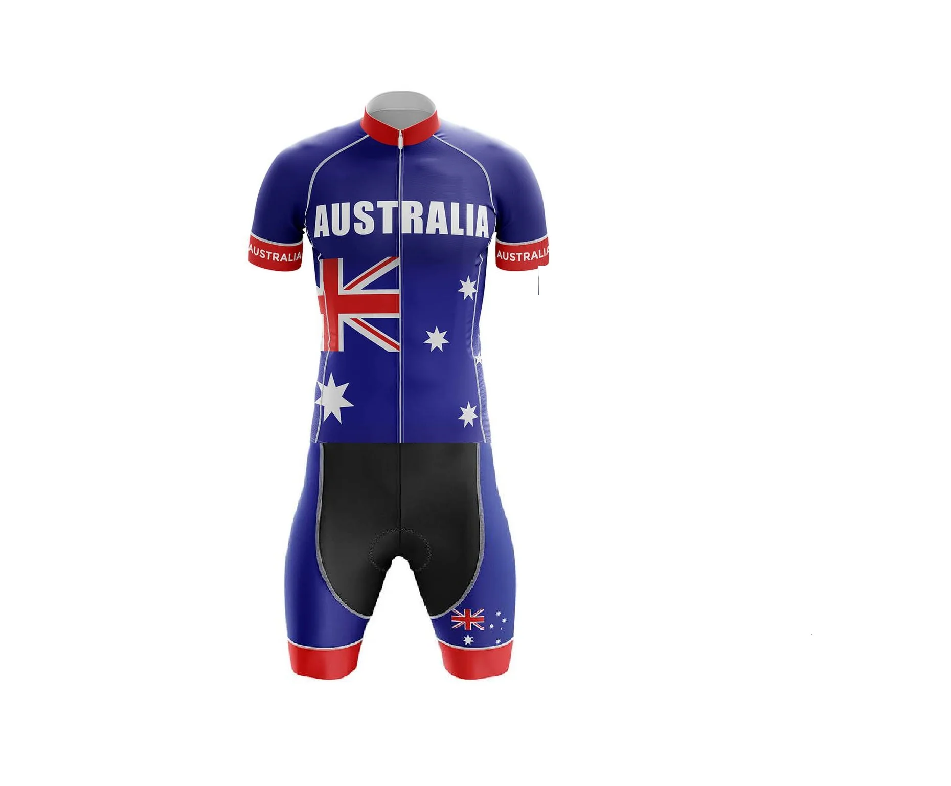 

LASER CUT MEN'S CYCLING WEAR CYCLING JERSEY BODY SUIT SKINSUIT WITH POWER BAND Australia NATIONAL TEAM SIZE: XS-4XL