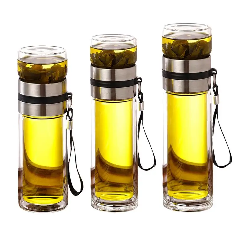 

Glass Tea Infuser Bottle Leak-Proof Travel Mug Portable Glass Tea Bottle Double Wall Tea Water Separation Mug Drinking Tea Cup