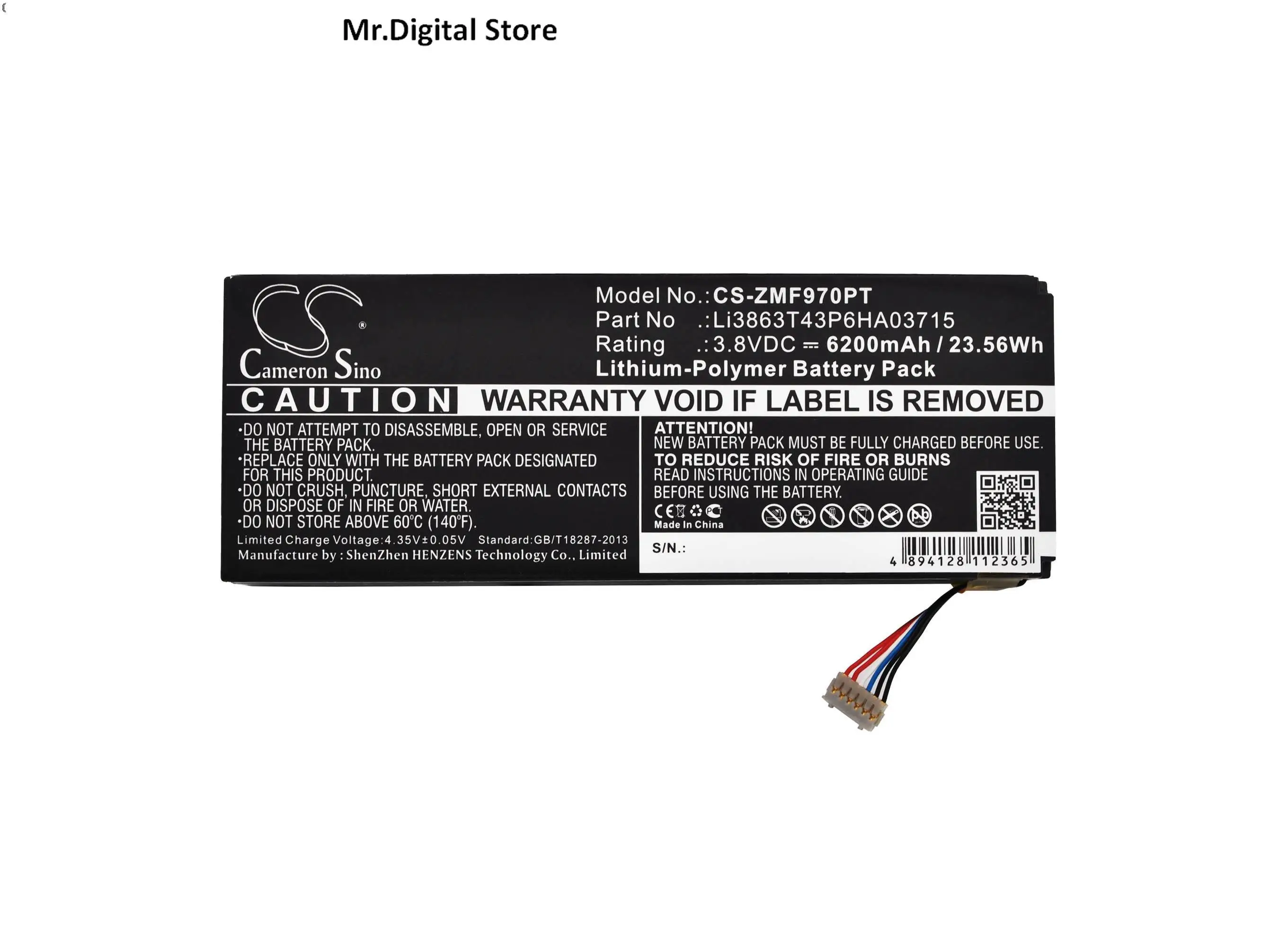 

Cameron Sino 6200mAh Battery for AT&T/Verizon S Pro 2, SPro2, Li3863T43P6HA03715 For ZTE MF97V, SPro2 Smart Projector, MF97G
