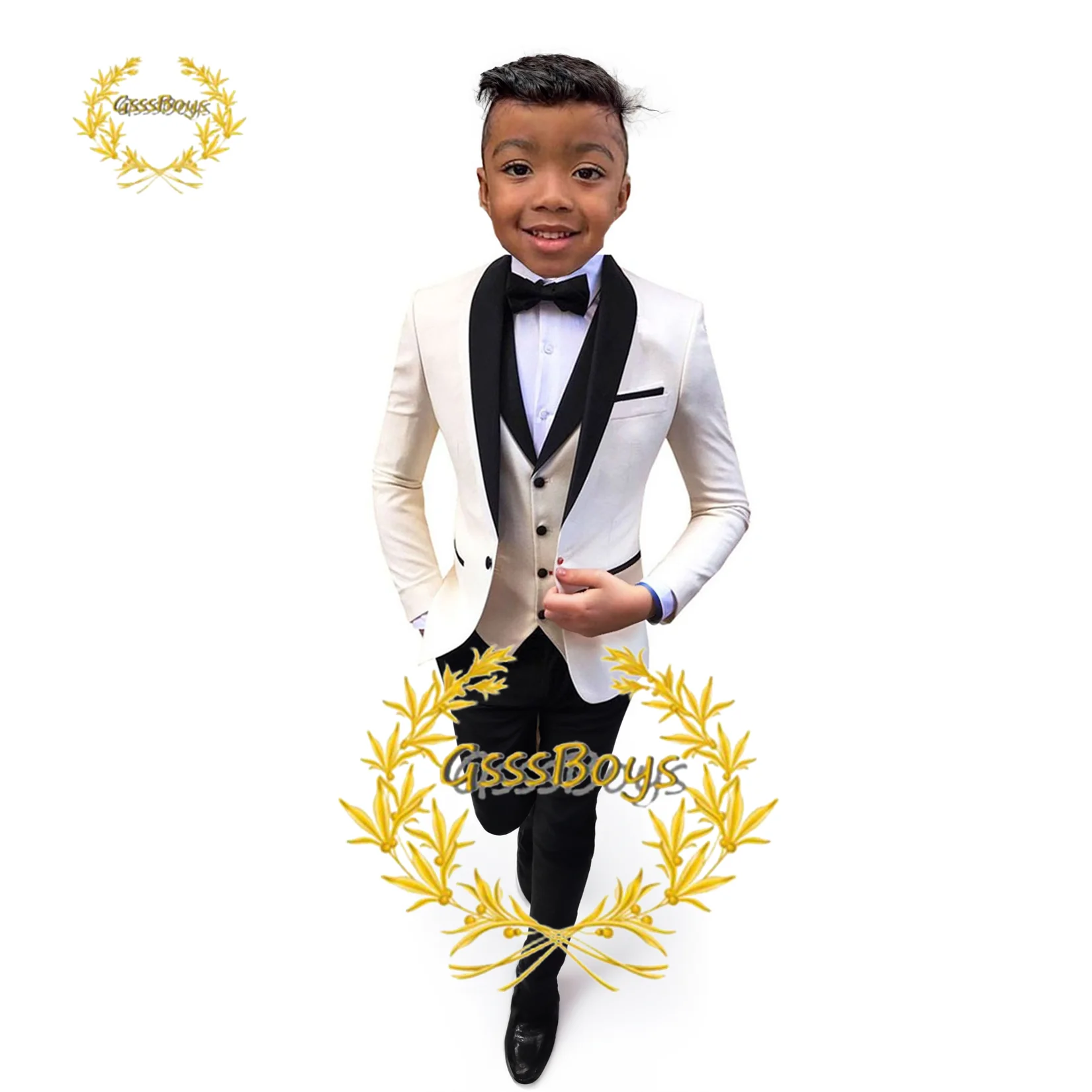 Boys Suit Wedding Tuxedo 3 Piece Shawl Collar Jacket Pants Vest Child Formal Blazer Set Slim Fit Outfit costume garcon mariage