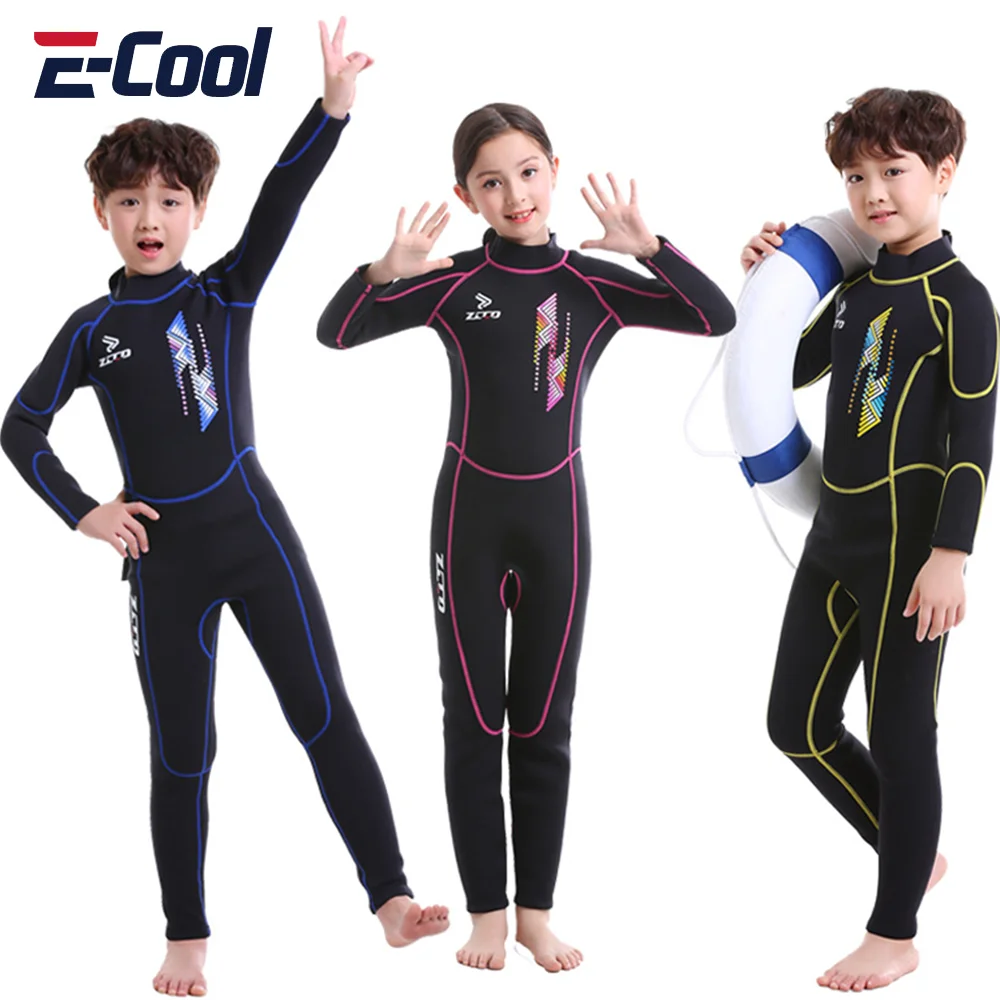 

2.5MM Neoprene Wetsuits Kids Diving Suits Long Sleeves Boys Girls Surfing Children Rash Guards Snorkel One Piece Swimwears