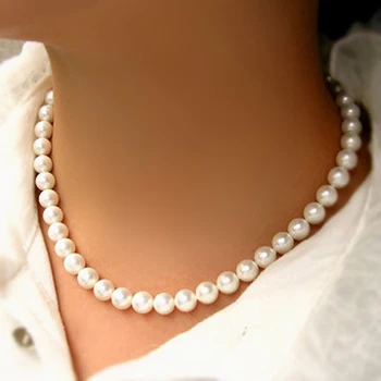 Classic Elegant White Pearl Chokers Necklace For Women Men Wedding Banquet Necklaces Vintage Beads Handmade Jewelry Party Gift 1