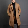 Men's Mid-Length Woolen Coat Pure Color Warmth Youth Outerwear Windbreaker Casual Fashion from Mainland China Regular Type