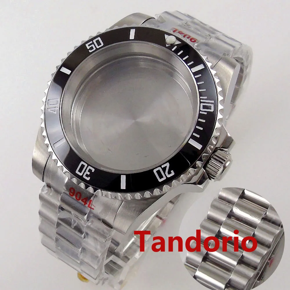 

40mm 316L Sapphire Glass Watch Case Stainless Strap fit Miyota 8215 821A NH35A NH36A ETA2824 PT5000 Movement Black Ceramic Bezel