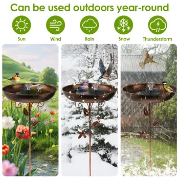 Solar Bird Bath Fountain with Iron Design - Image 3