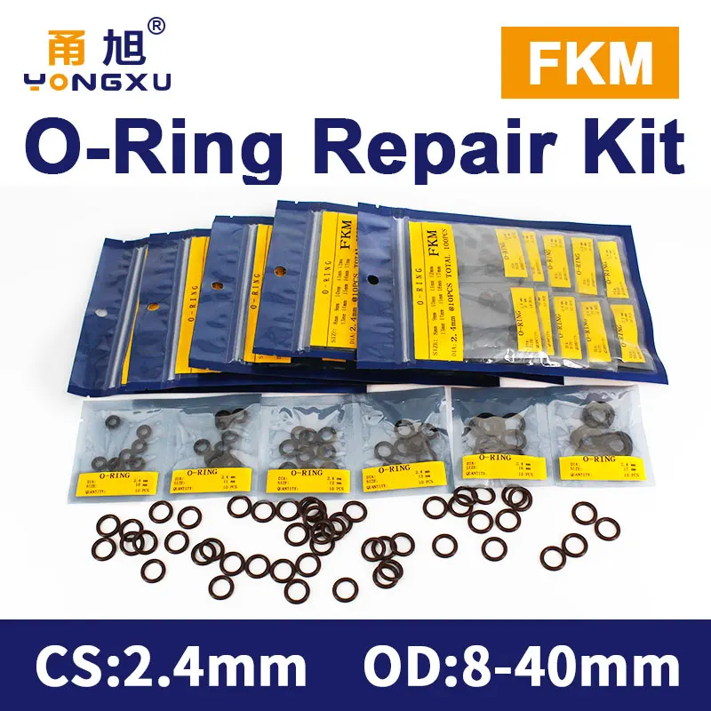 

Комплект уплотнительных колец из флюоровой резины коричневого цвета FKM cs2.4 мм OD8-40mm маслостойкая и износостойкая прокладка уплотнительное кольцо высокого давления