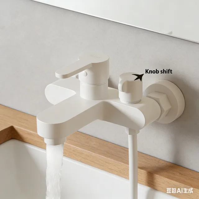 ครีมสีขาว 3-in-1 ก๊อกน้ําอ่างอาบน้ําผสมน้ําเย็น/น้ําร้อนแรงดันสูงติดตั้งง่ายป้องกันการรั่วทนทาน 1