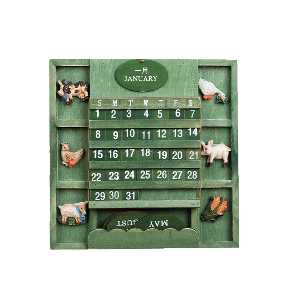 

Retro Wooden Wall Perpetual Calendar Home Decoration Daily Desktop Calendar