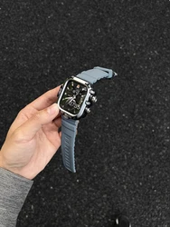 Premium Armor Metal Case with Strap and HD Glass - Waterproof Protective Cover for 46MM(S10 11) (Ocean Black Silver)