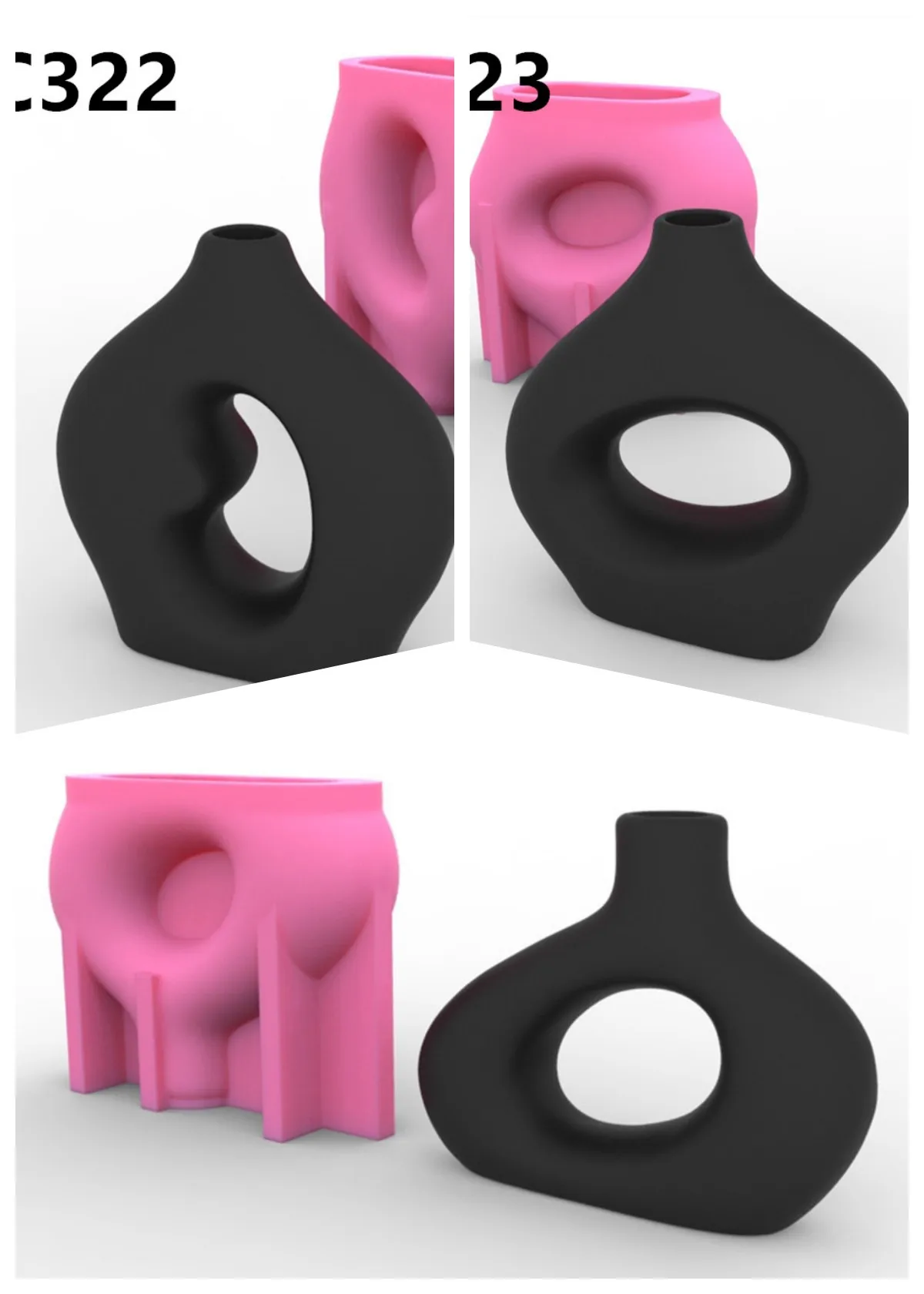 

C322 C323 324 Twisted Vase Flower Pot Ashtray Pen Holder Silicone Mold Making Home Decoration with Epoxy Plaster Cement Making