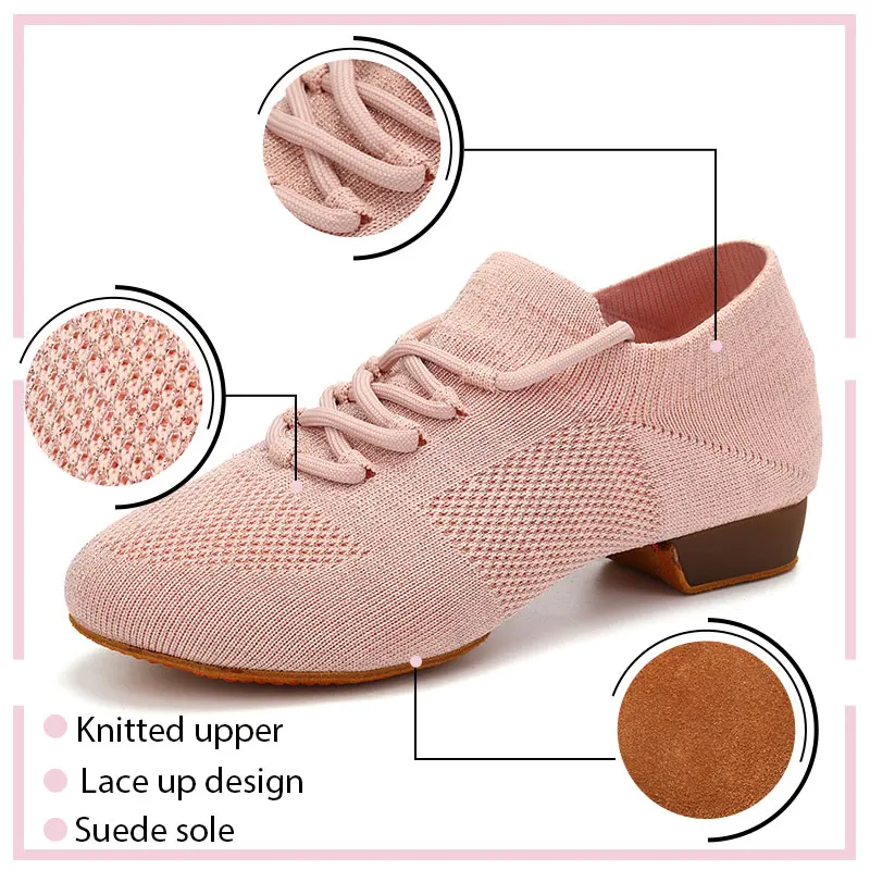 Dance Shoes women latin ballroom jazz tango Practice Training teaching flat shoes Knitted salsa
