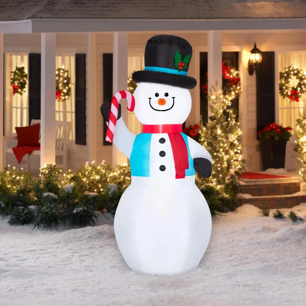 

Airblown Inflatables Christmas 7 Foot Snowman with Candy Cane, by Holiday Time