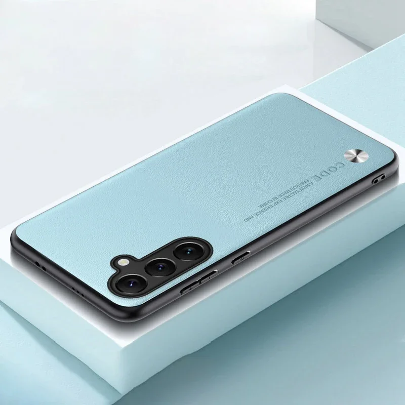 Carbon Fiber PU Leather Anti-Shock Case with Matting Hard Skin Texture for Samsung Galaxy Smartphones