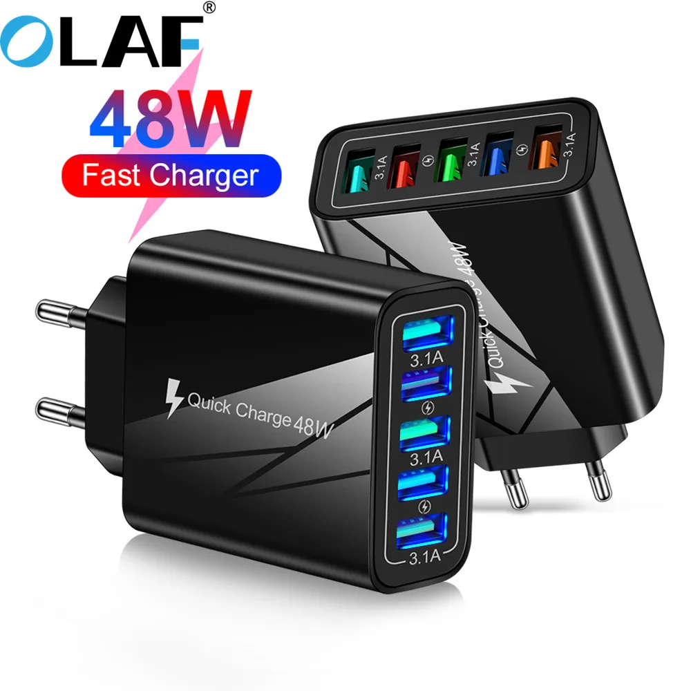 Olaf 48 Вт быстрое зарядное устройство 3 0 5 портов USB адаптер для быстрой зарядки iPhone