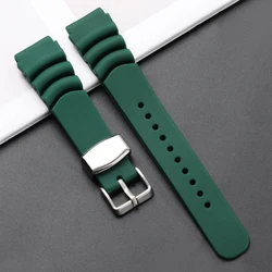Universal Sport Waterproof Silicone Watch Band Strap - Versatile Replacement for Diving and Everyday Wear (Green metal)