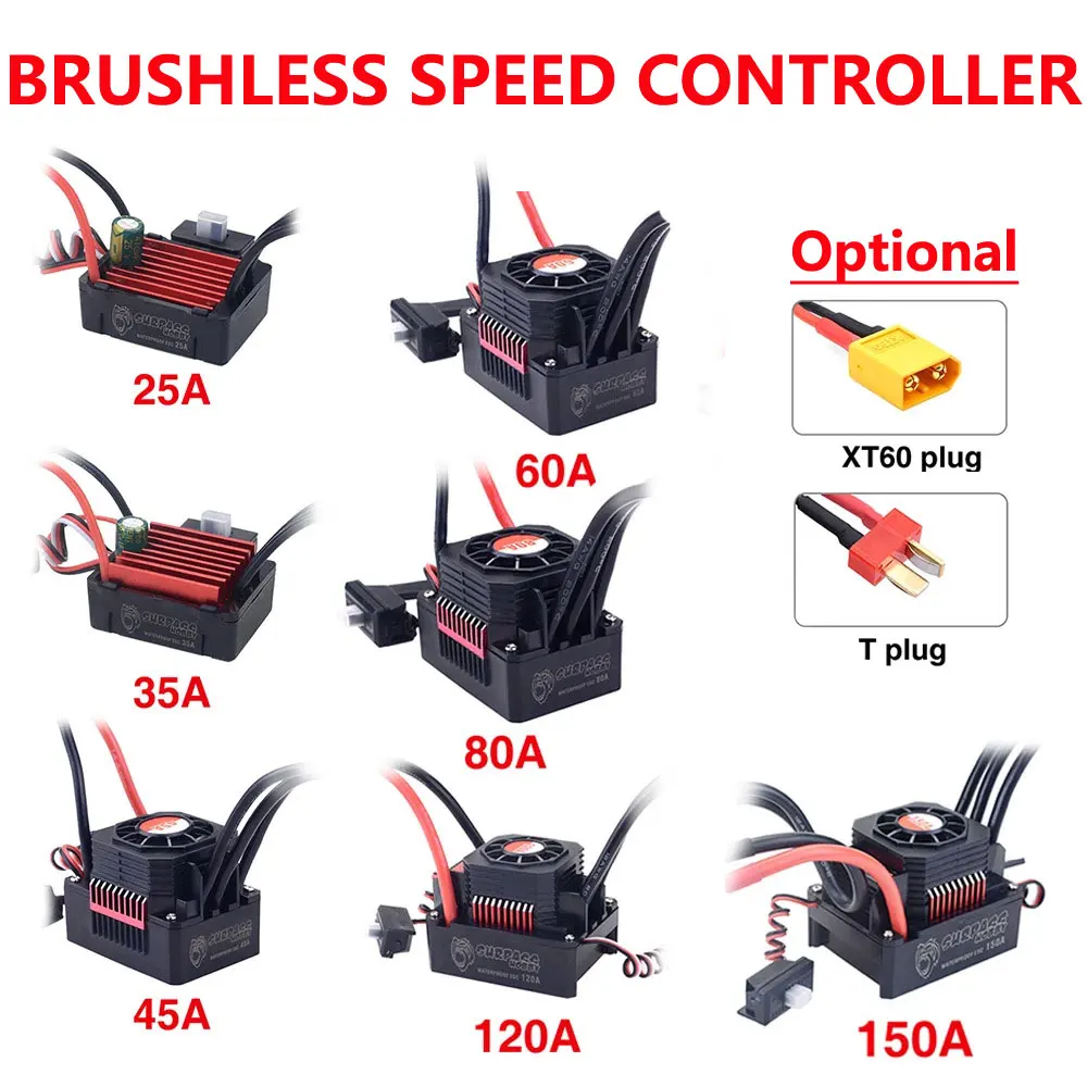 SURPASS HOBBY KK 25A 35A 45A 60A 80A 120A 150A 2-6S Brushless ESC T/XT60 Plug for 1/8 1/10 1/12 1/14 1/16 RC Brushless Motor 1