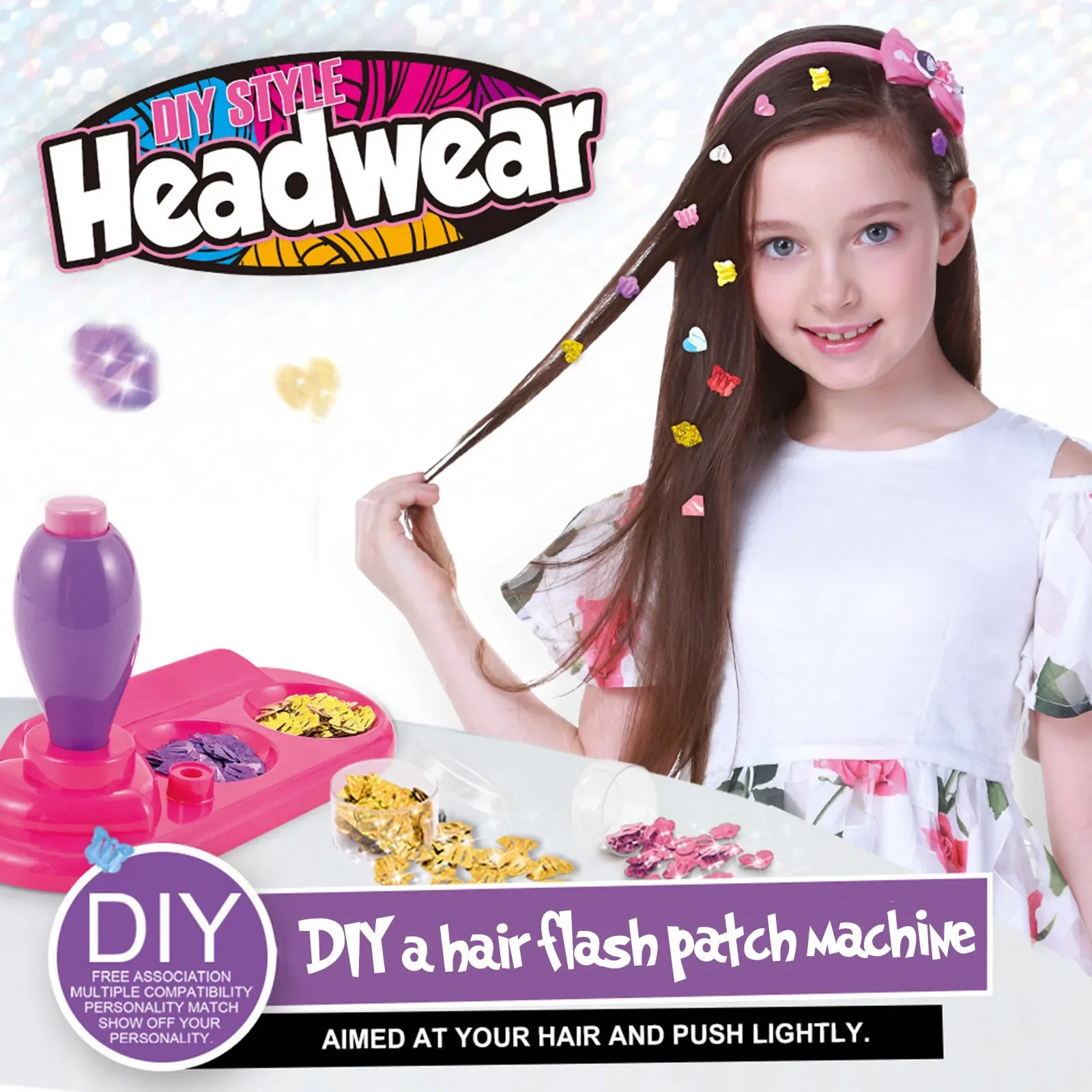 Hair Bedazzler Kit With Hair Glitter Patch Quick Glitter Machinehair Stamper Diamonds Stapler Tool Bedazzler hair accessories beading accessories set