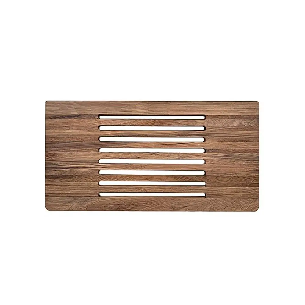Teak Wood Folding Shower Seat Bench 24" Wall Mounted with Slots Wood Rounded Edges Easy Installation Non-ADA Compliant 4.24KG 3