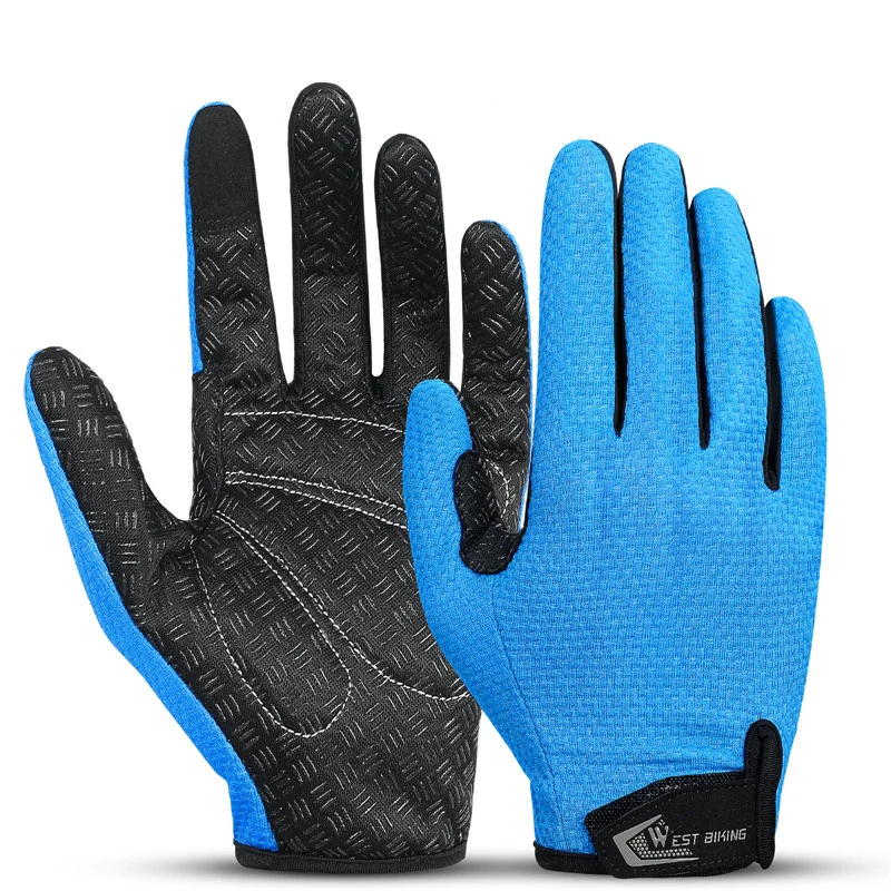 Guanti Ciclismo WEST BIKING – Unisex, Dita Intere, Touch Screen, Antiscivolo, Nero/Marrone