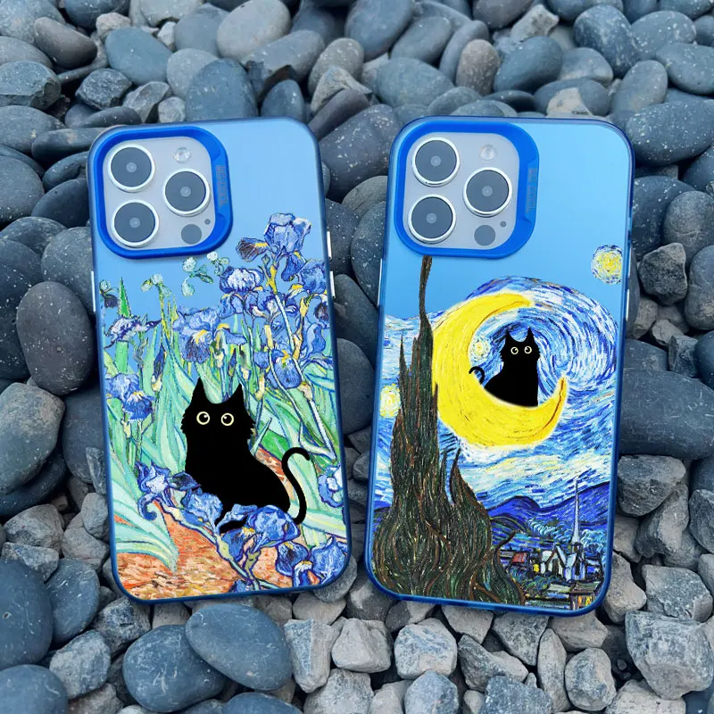 Claude Monet Whimsical Cat Art Shockproof Matte Phone Case with Laser Design