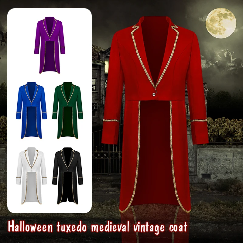 

Medieval Steampunk Tailcoat Victorian Men Jacket European Retro Palace Coats Larp Viking Pirate Cosplay Costume Halloween Tuxedo