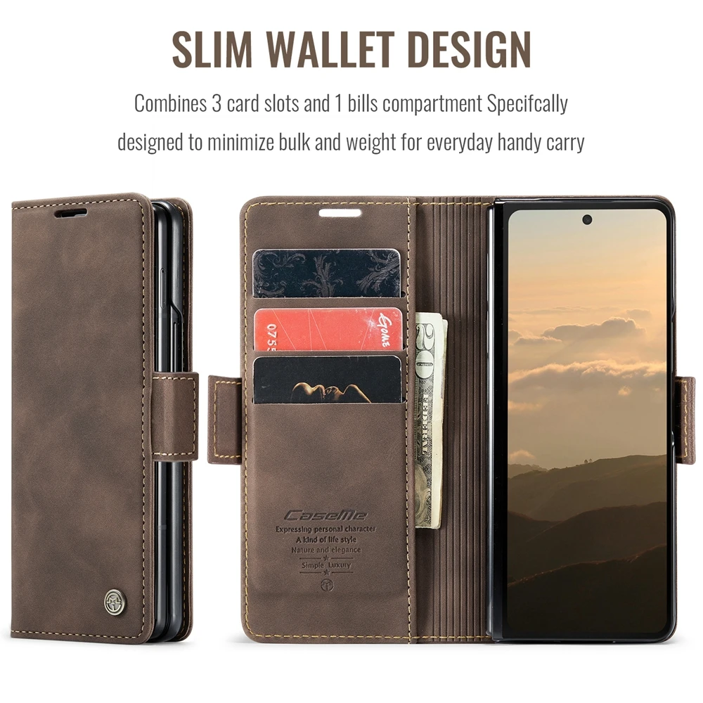 Retor Leather Anti-Drop Flip Wallet Phone Case with Card Holder