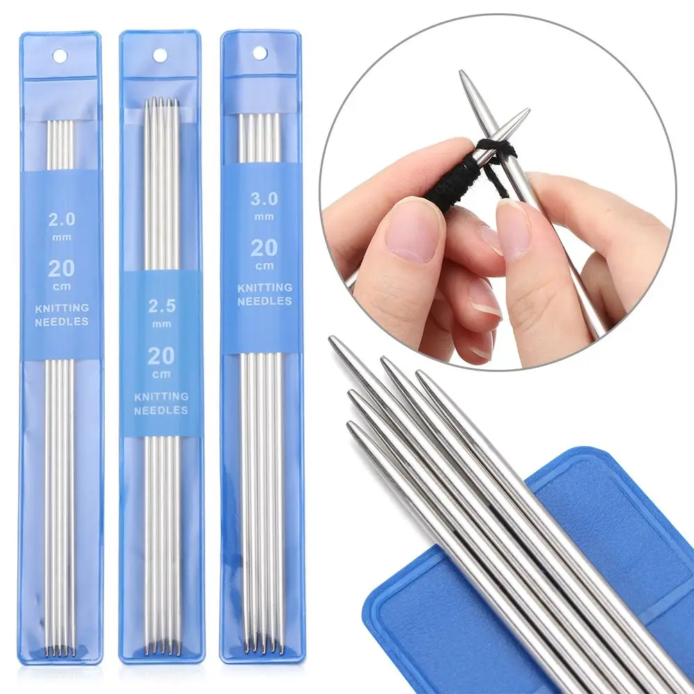 5Pcs Size 2-5mm Straight Knitting Needles DIY Sweater Weave Knitting Tools Stainless Steel Crochet Hooks Metal Crochet