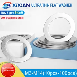 Ultrathin Stainless Steel Flat Washer Adjusting Shim Gasket - M14x20x0.5(10pcs)