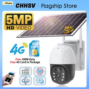 Smart Home 5MP 4G Wireless PTZ Solar Camera 360° Outdoor AI Human Tracking Secuity WIFI Surveillance IP Camera IP66 Waterproof