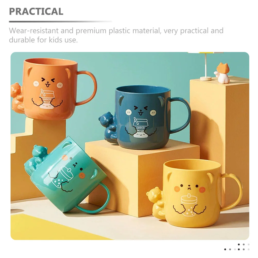 2 Pcs Cartoon Children's Plastic Mug Coffee Cups Cute Mouthwash Take Bath Kids Toothpaste Toothbrush Newborn