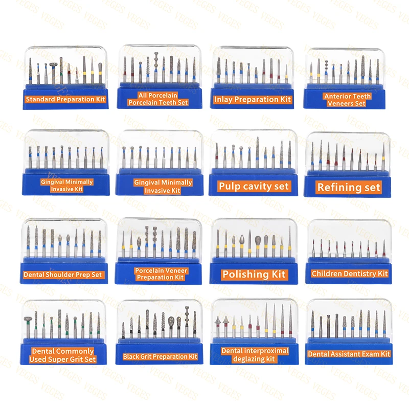 Dental Burs Set FG Diamond Burs Drills For High Speed handpiece Diamond Abrade Crown Cavity Preparation 10 pcs/box