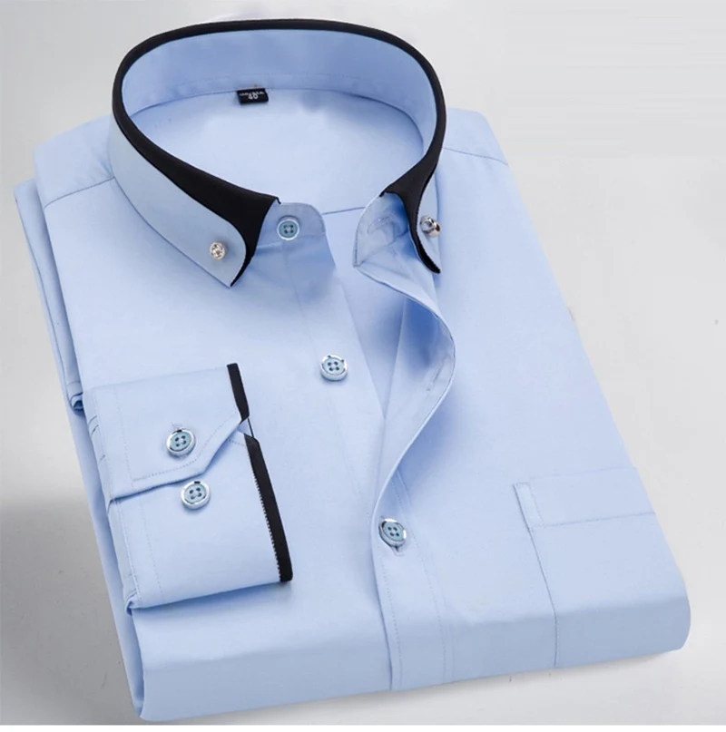 Camisa formal masculina de manga comprida, blusa