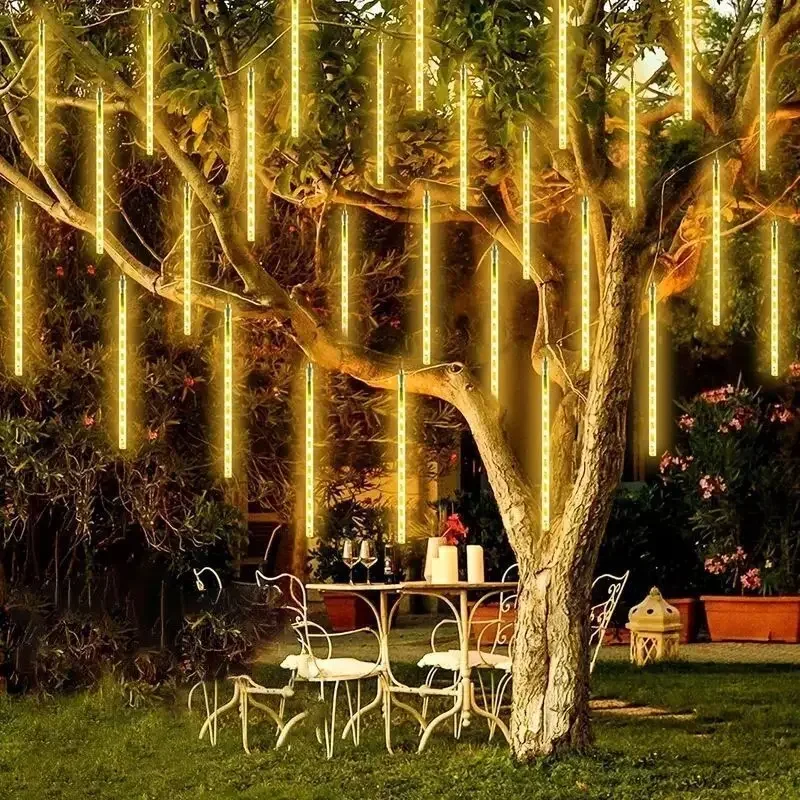 Description Picture 5 of itemOutdoor Wedding Street Garden Decor 32/24/16/8 Tubes LED Meteor Shower Fairy String Garland Lights Christmas Decorations Navidad
