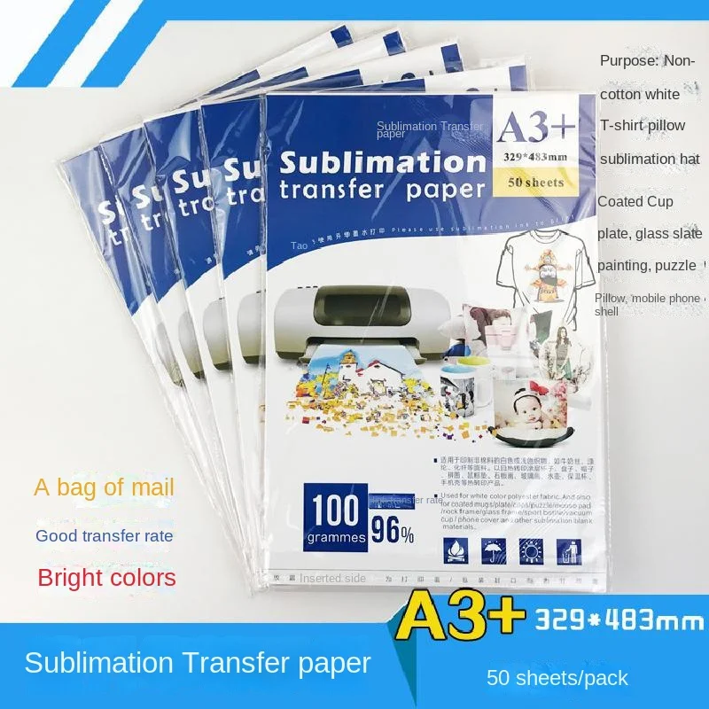 20/100 Sheets A4 A3 Sublimation Heat Transfer Paper for Polyester T-Shirt  Cushion Fabrics Cloth Phone Case Printing Design
