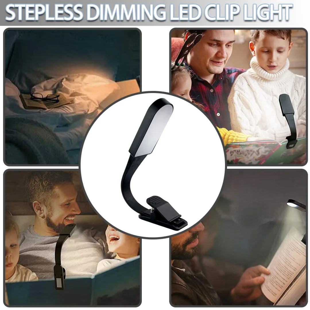 

USB Charging Electrodeless Dimming LED Clip Lamp Potable Mini Clip-on Book Light For Travel Bedroom Books