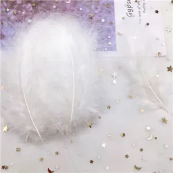 Turkey Marabou Feathers for DIY Jewelry and Craft Decor, 50pcs, 4 - 6 Inches (White 50pcs)